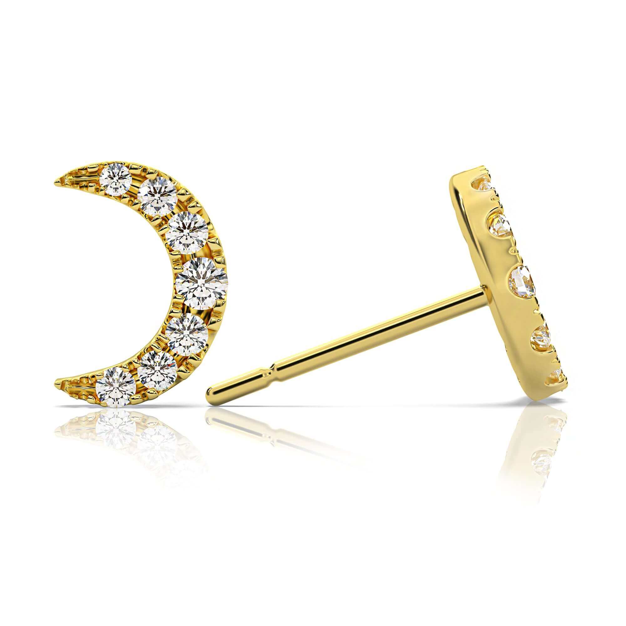 Crescent Moon Diamond Studs Earrings