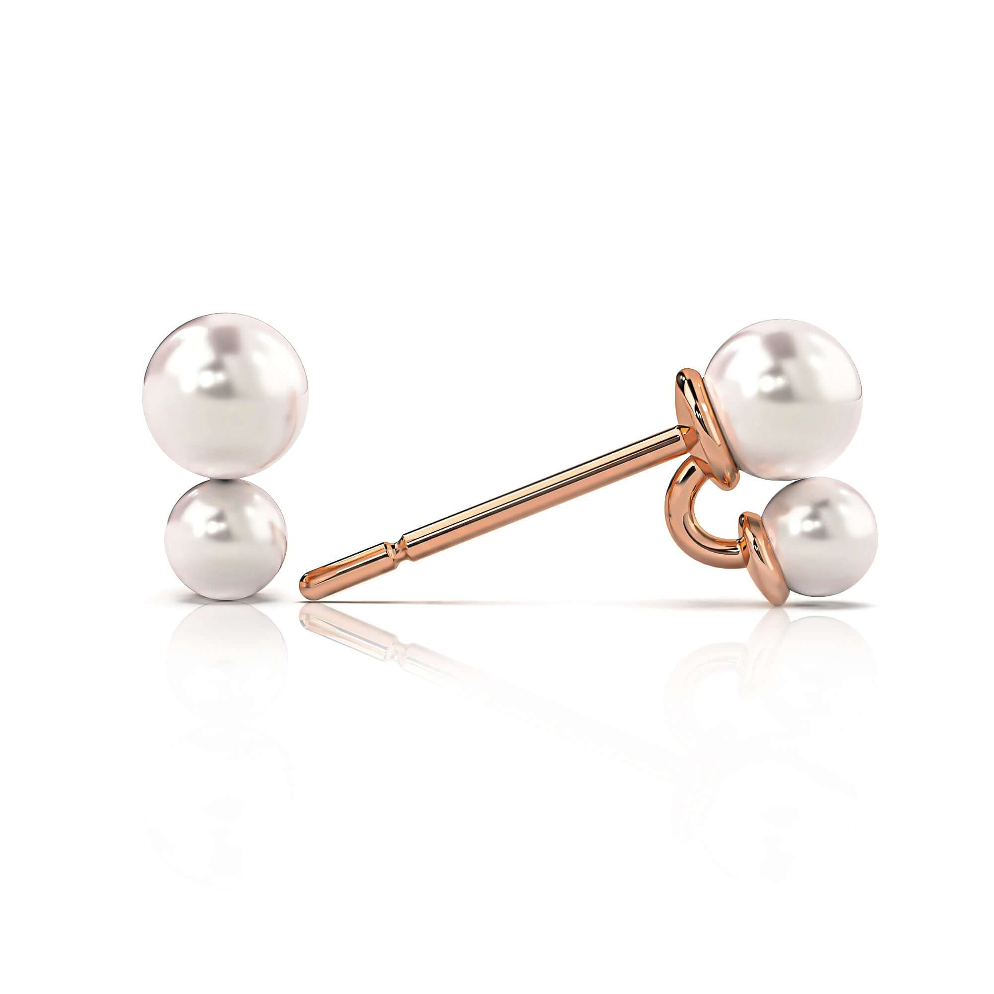 Double Pearl Studs Earrings