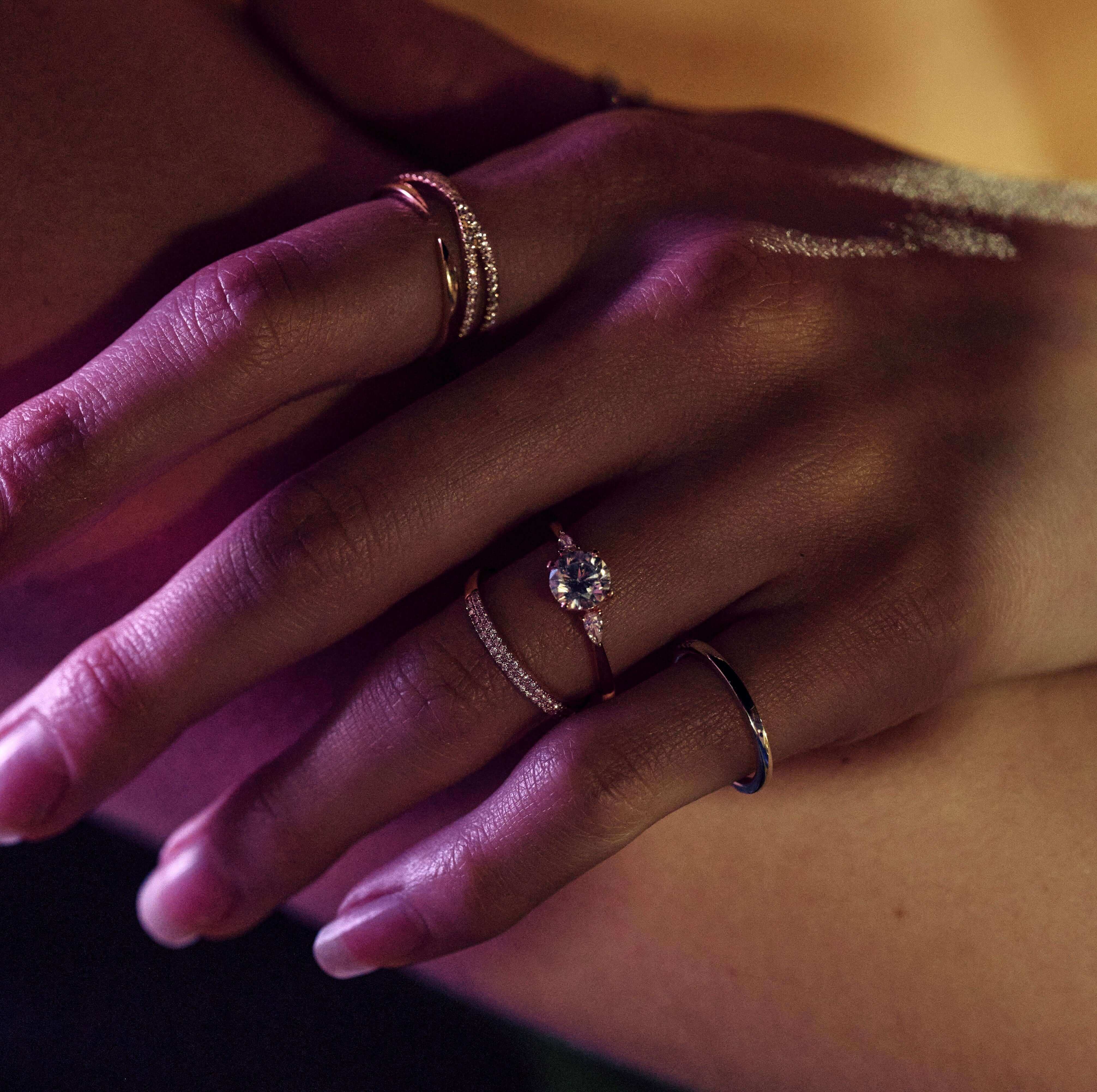 Double Diamond Row Ring - Rose Gold