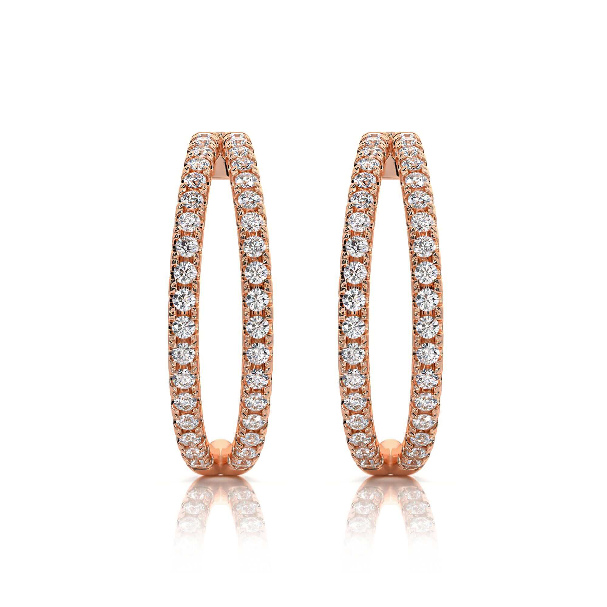 Double Diamond Line Huggies Earrings