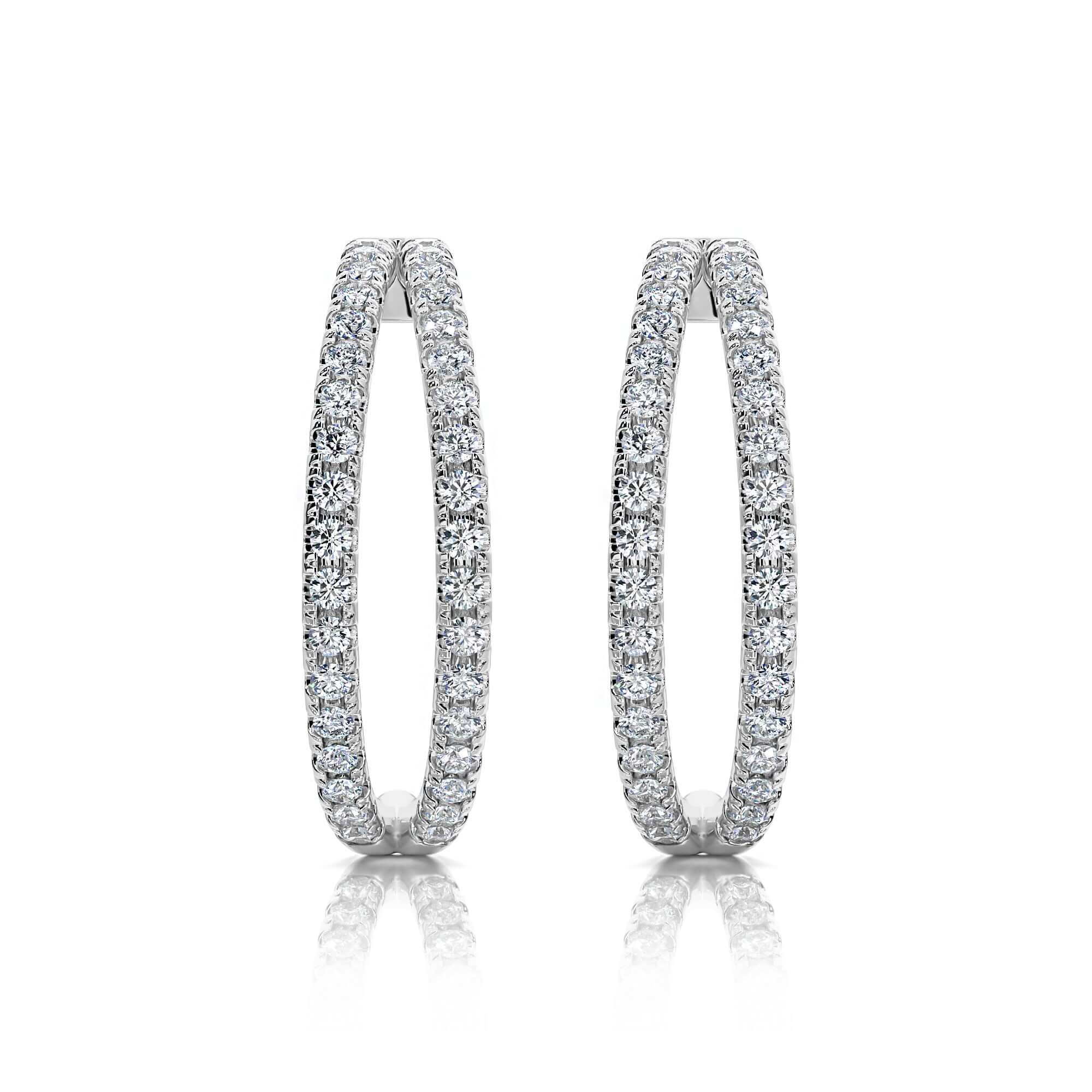 Double Diamond Line Huggies Earrings