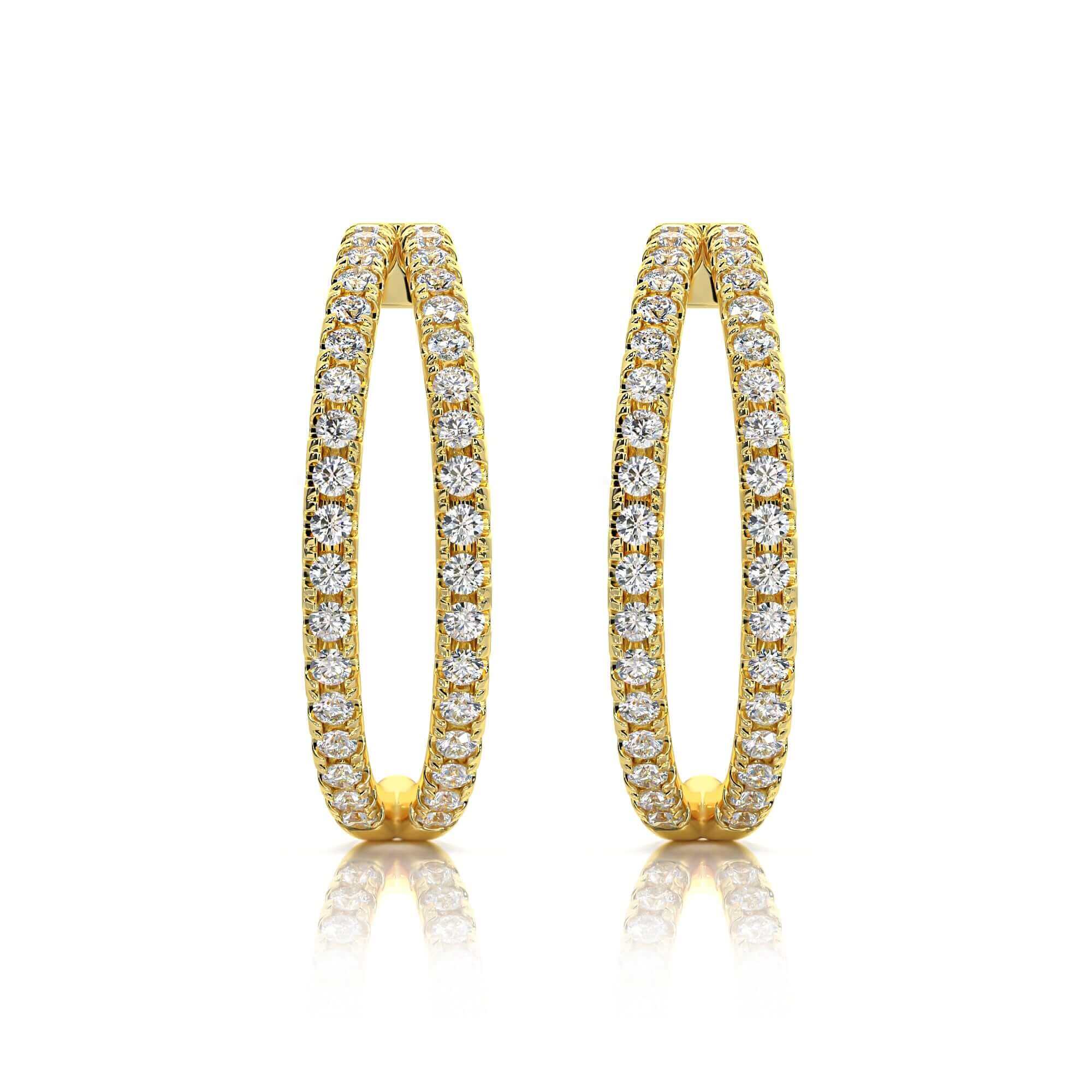 Double Diamond Line Huggies Earrings