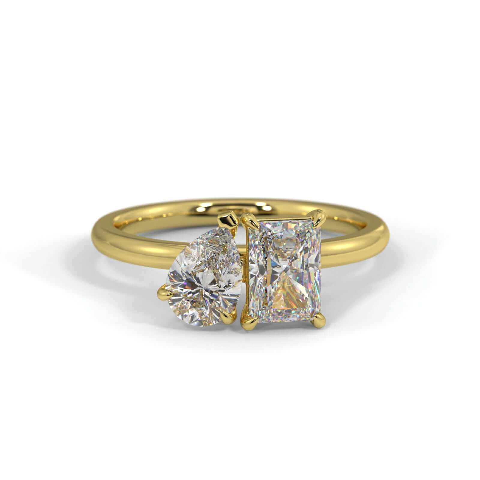 Quinn and radiant Cut Diamond Engagement Ring Gold