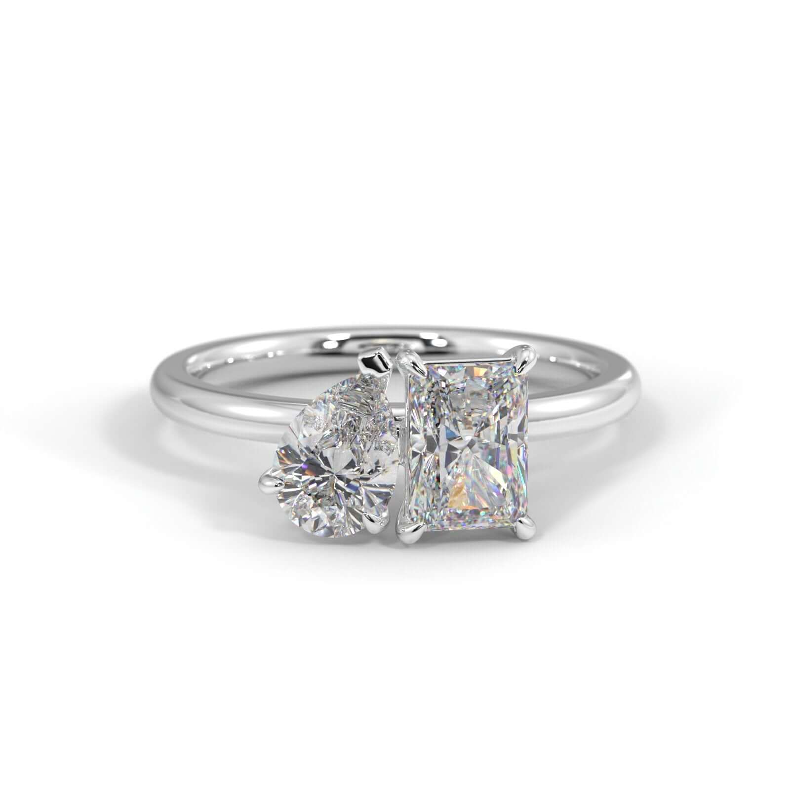 Quinn and radiant Cut Diamond Engagement Ring Gold