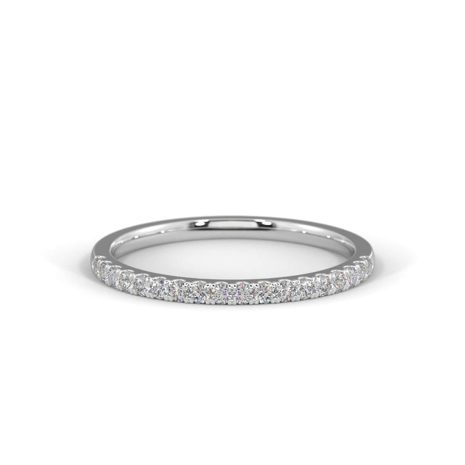 Single Diamond Row Ring 1.5mm - White Gold Ring