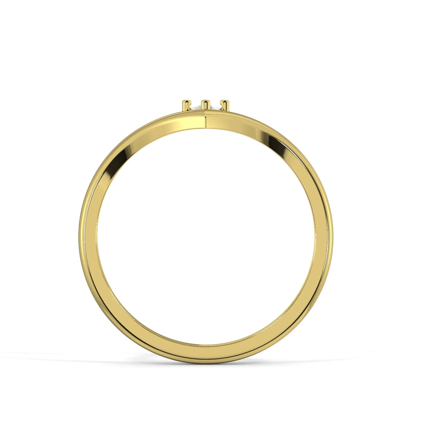 Single Diamond Wishbone - Yellow Gold Ring