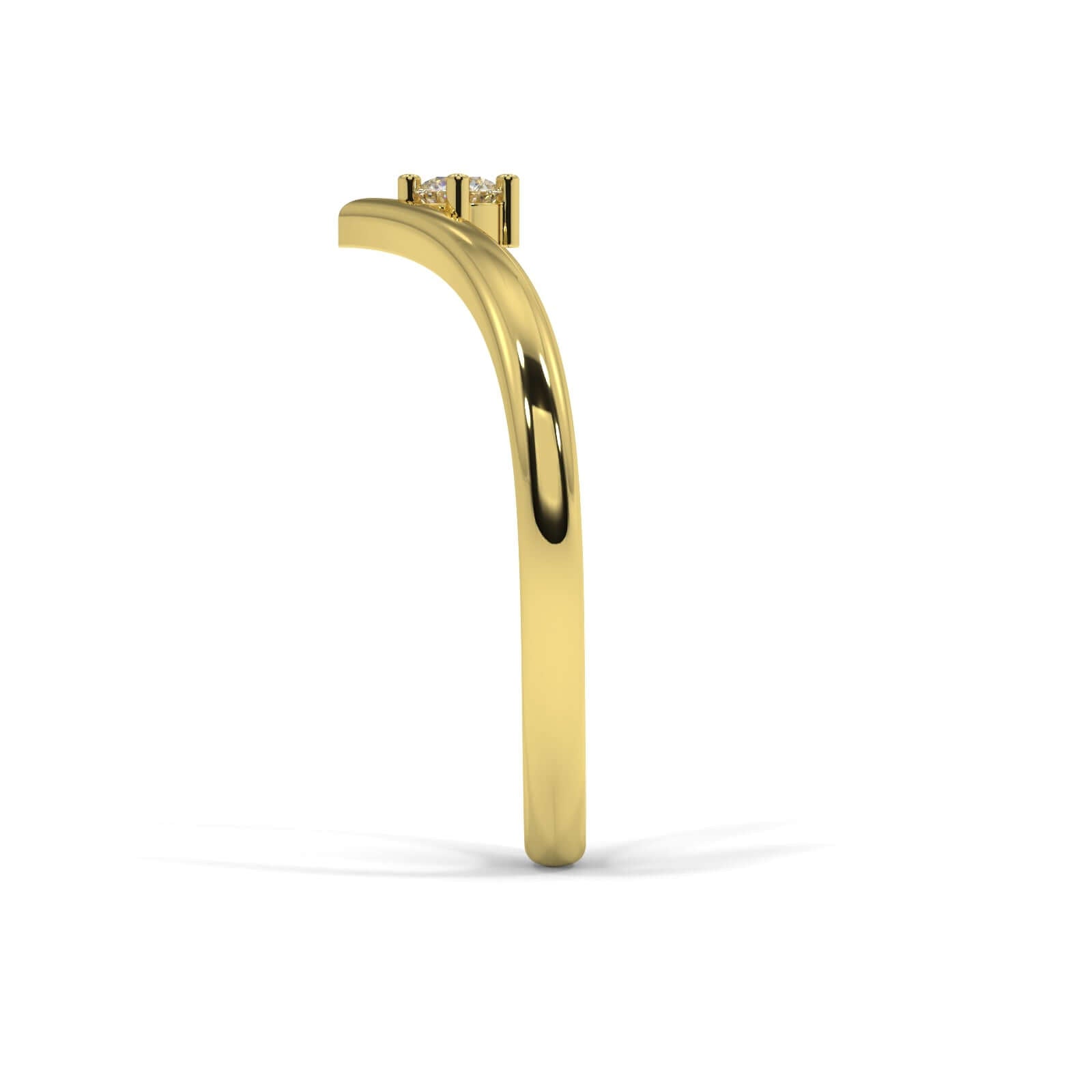 Single Diamond Wishbone - Yellow Gold Ring