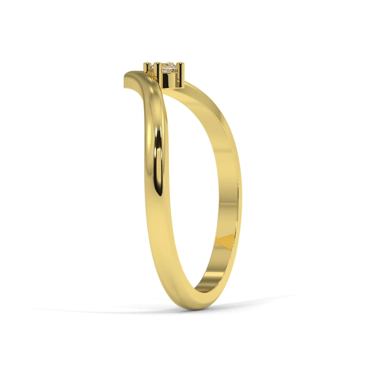 Single Diamond Wishbone - Yellow Gold Ring