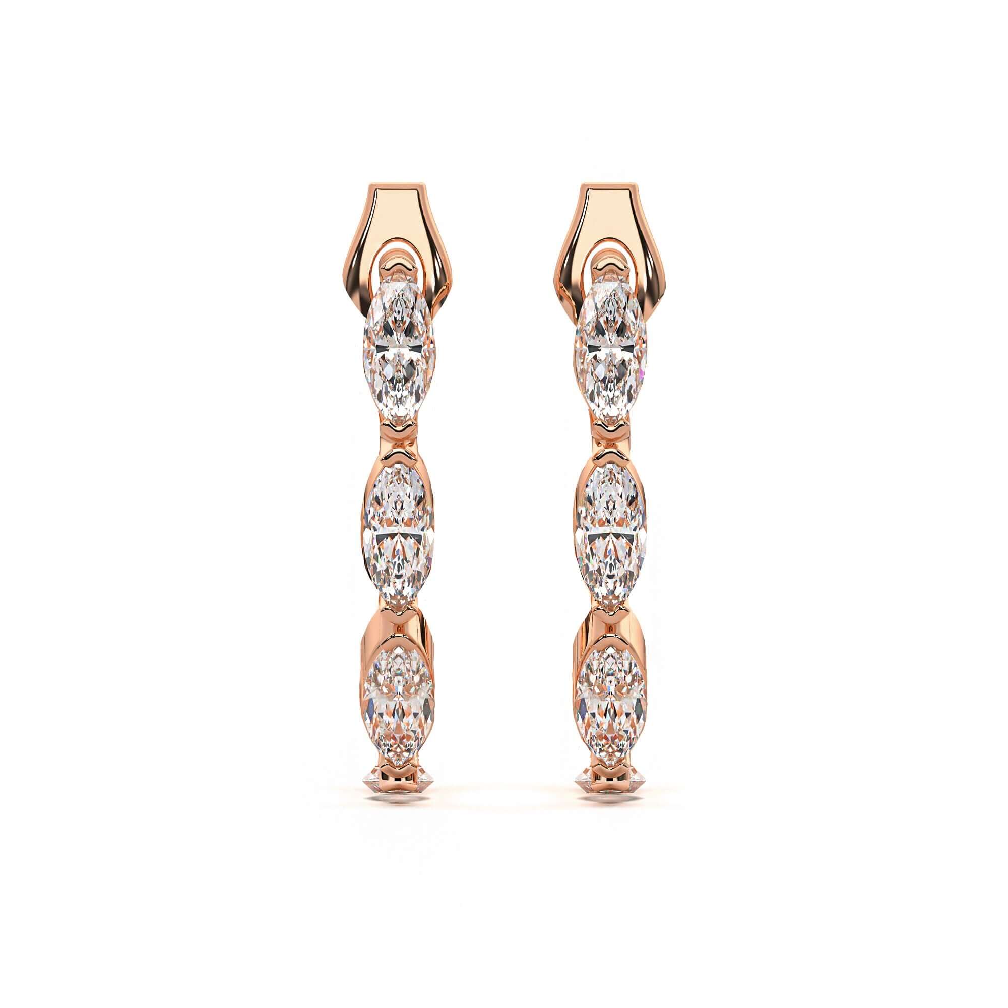 Marquise Diamond Huggies Earrings
