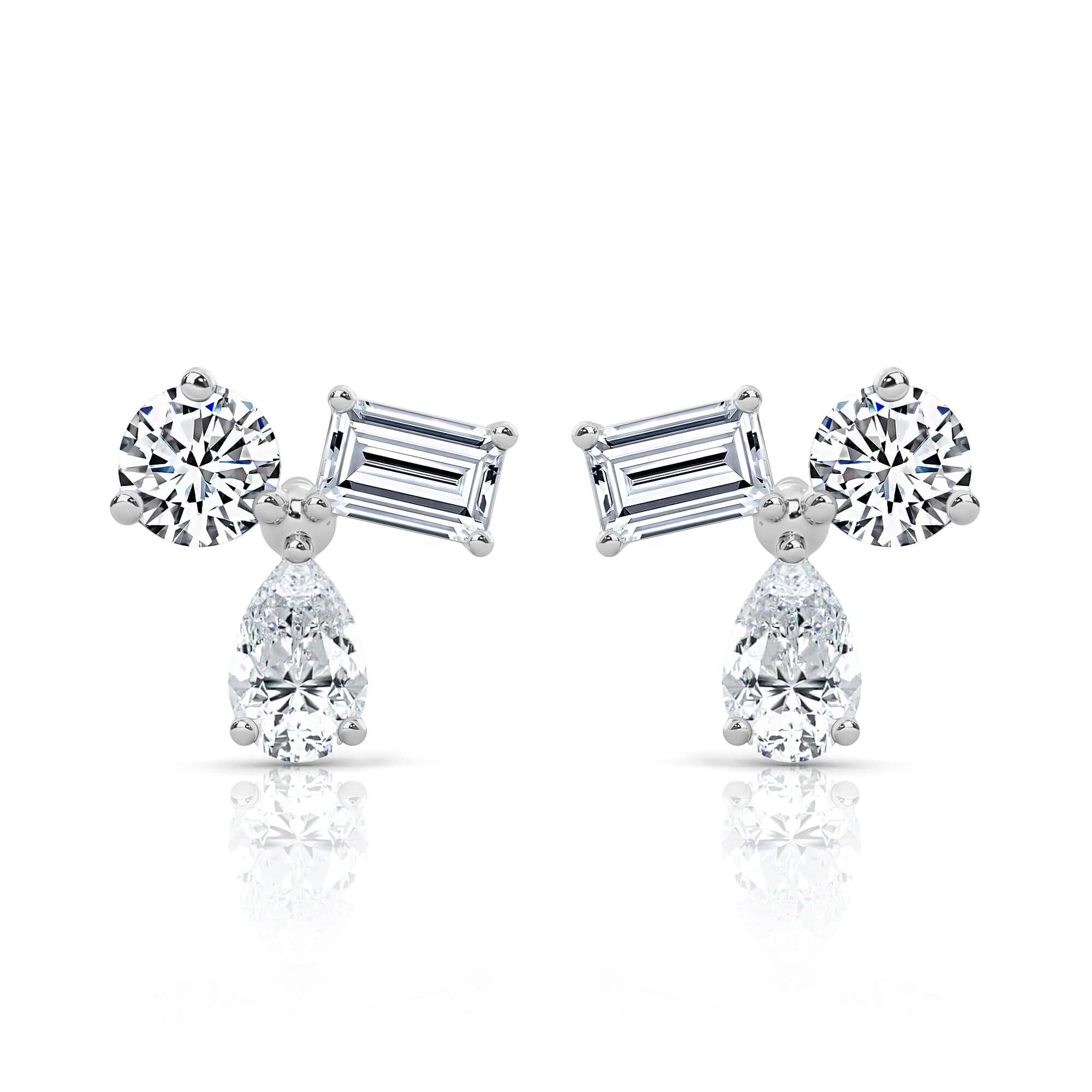 Starry Night Three Stone Studs Earrings