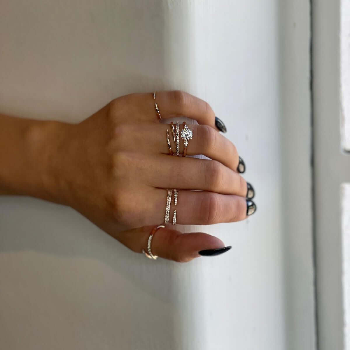 Diamond Claw Ring - White Gold Rings