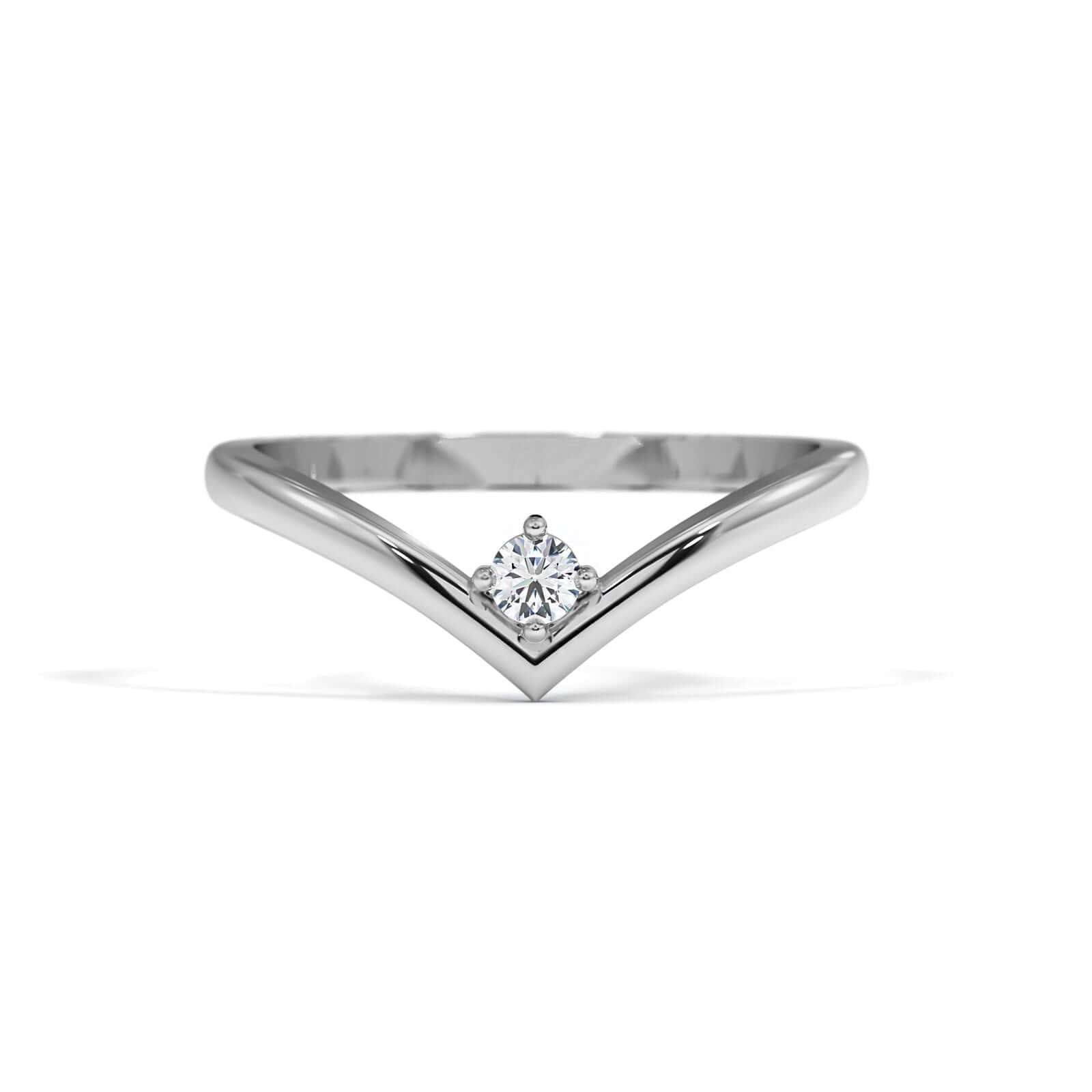 Single Diamond Wishbone - White Gold Ring