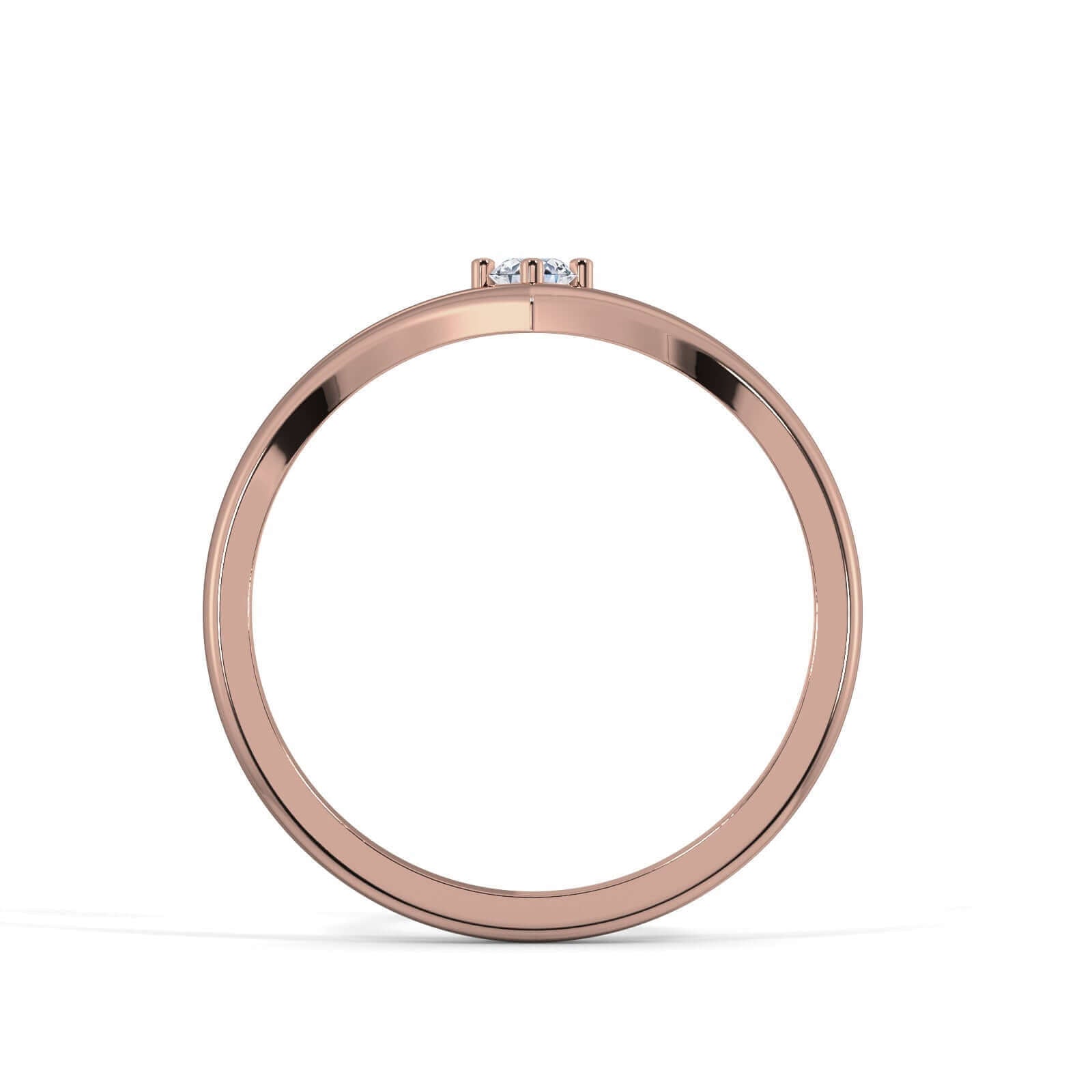 Single Diamond Wishbone - Rose Gold Ring