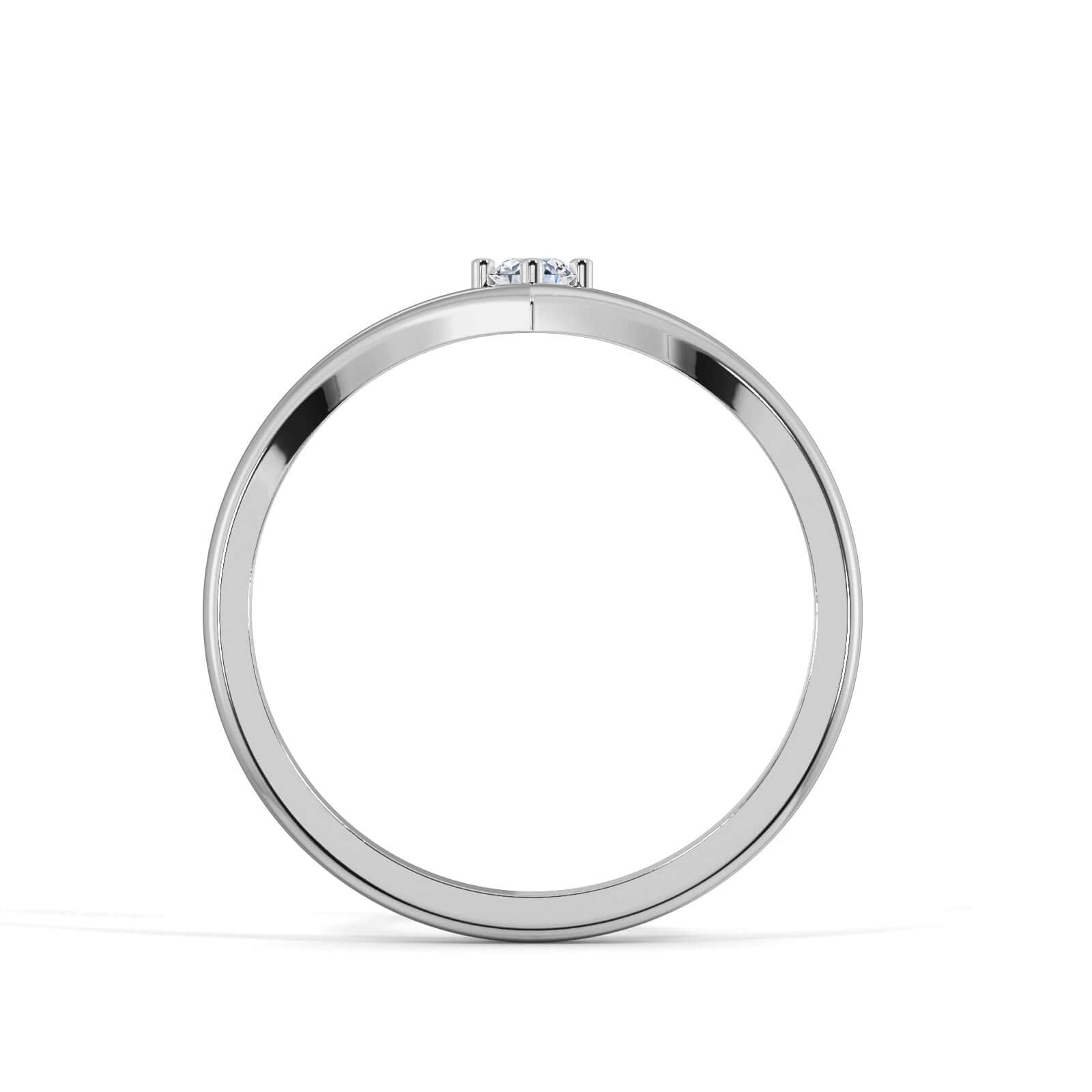 Single Diamond Wishbone - White Gold Ring