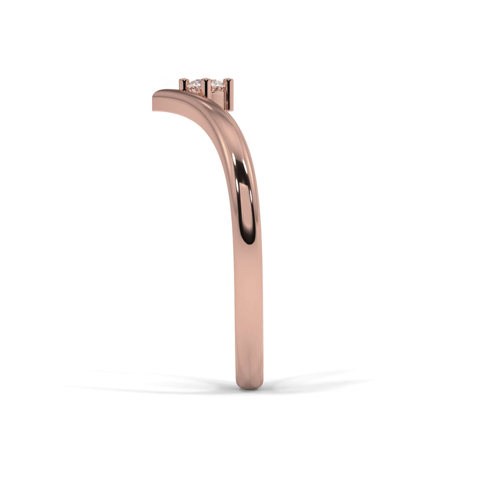 Single Diamond Wishbone - Rose Gold Ring