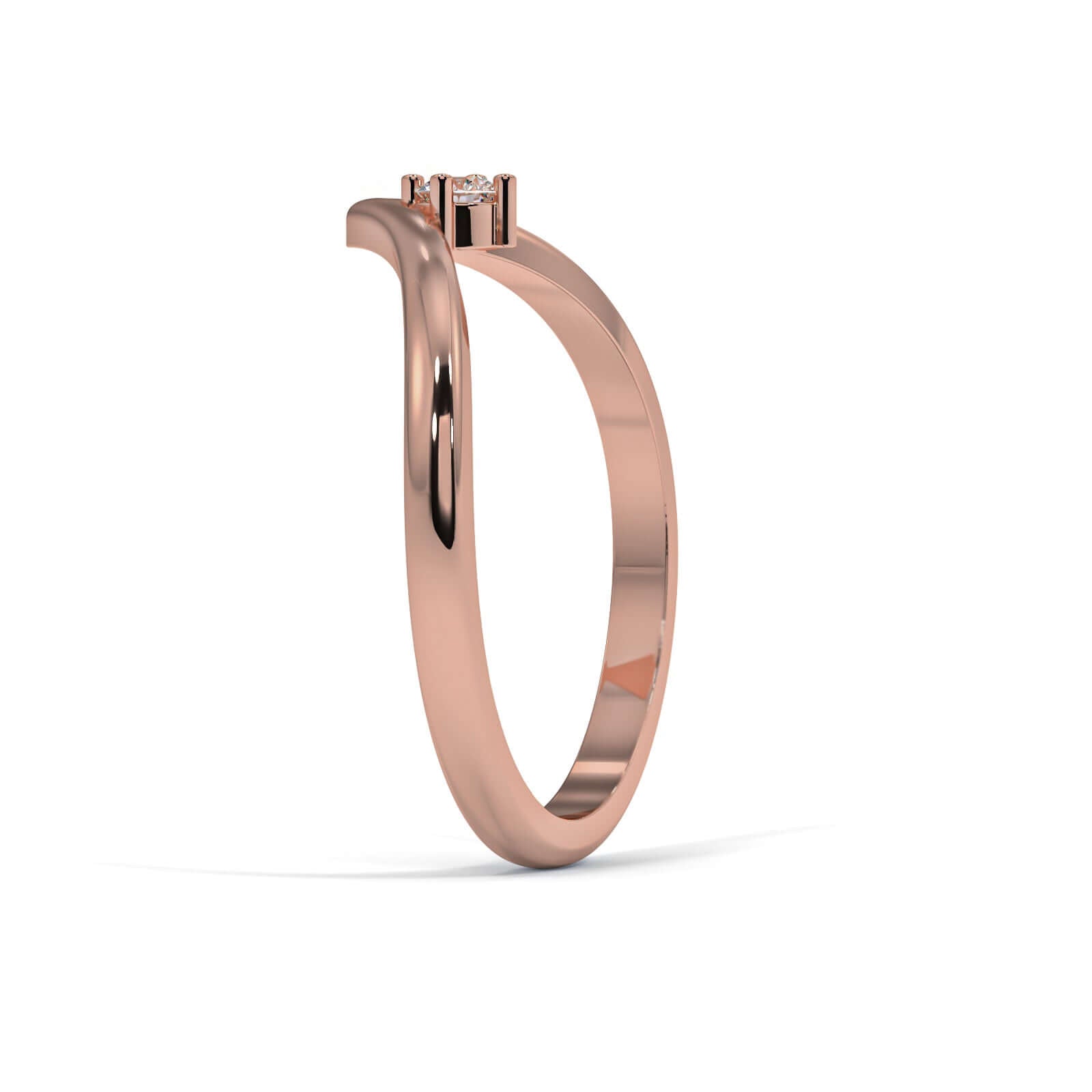 Single Diamond Wishbone - Rose Gold Ring