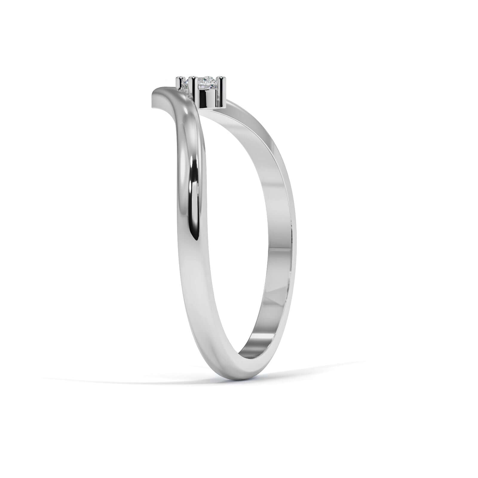 Single Diamond Wishbone - White Gold Ring