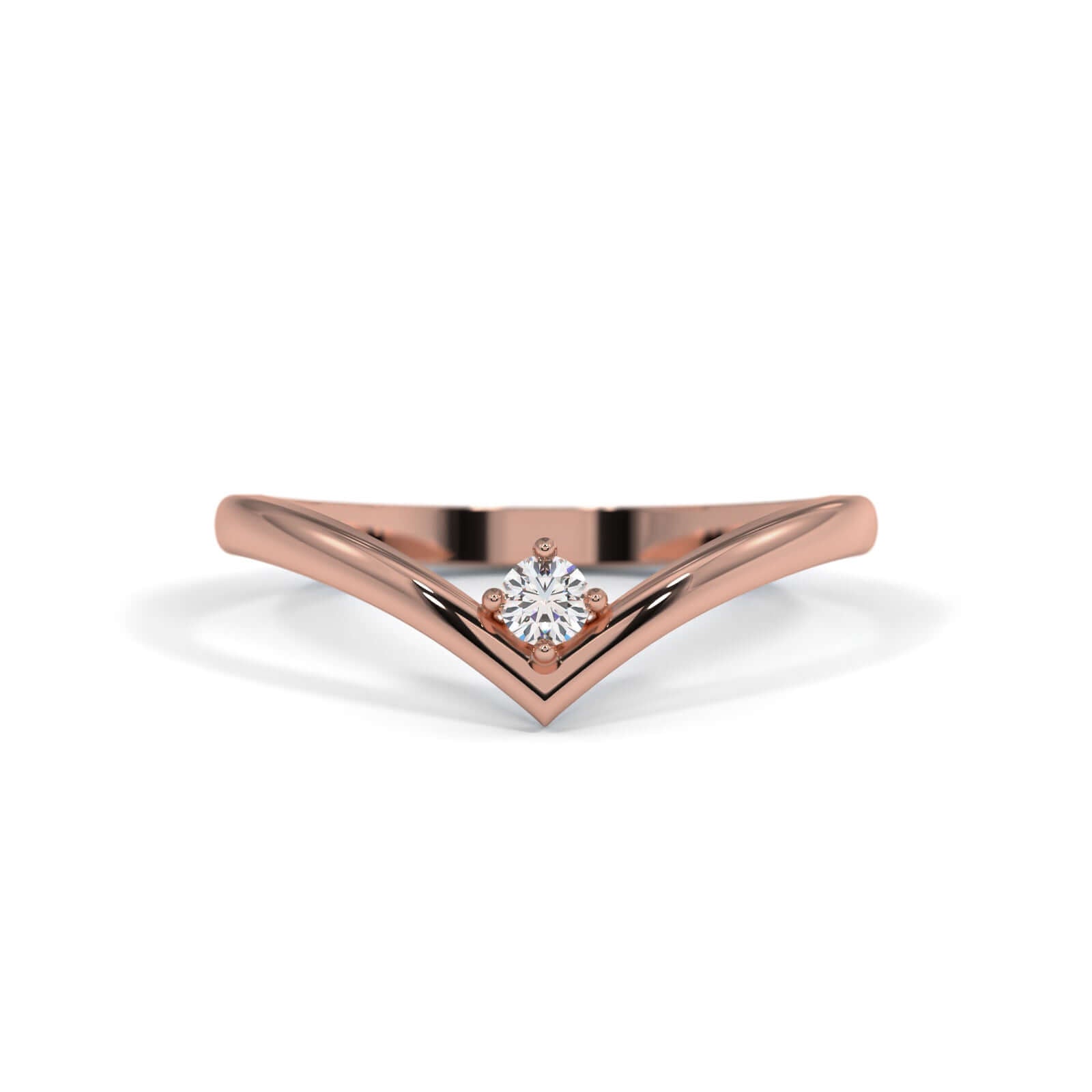 Single Diamond Wishbone - Rose Gold Ring