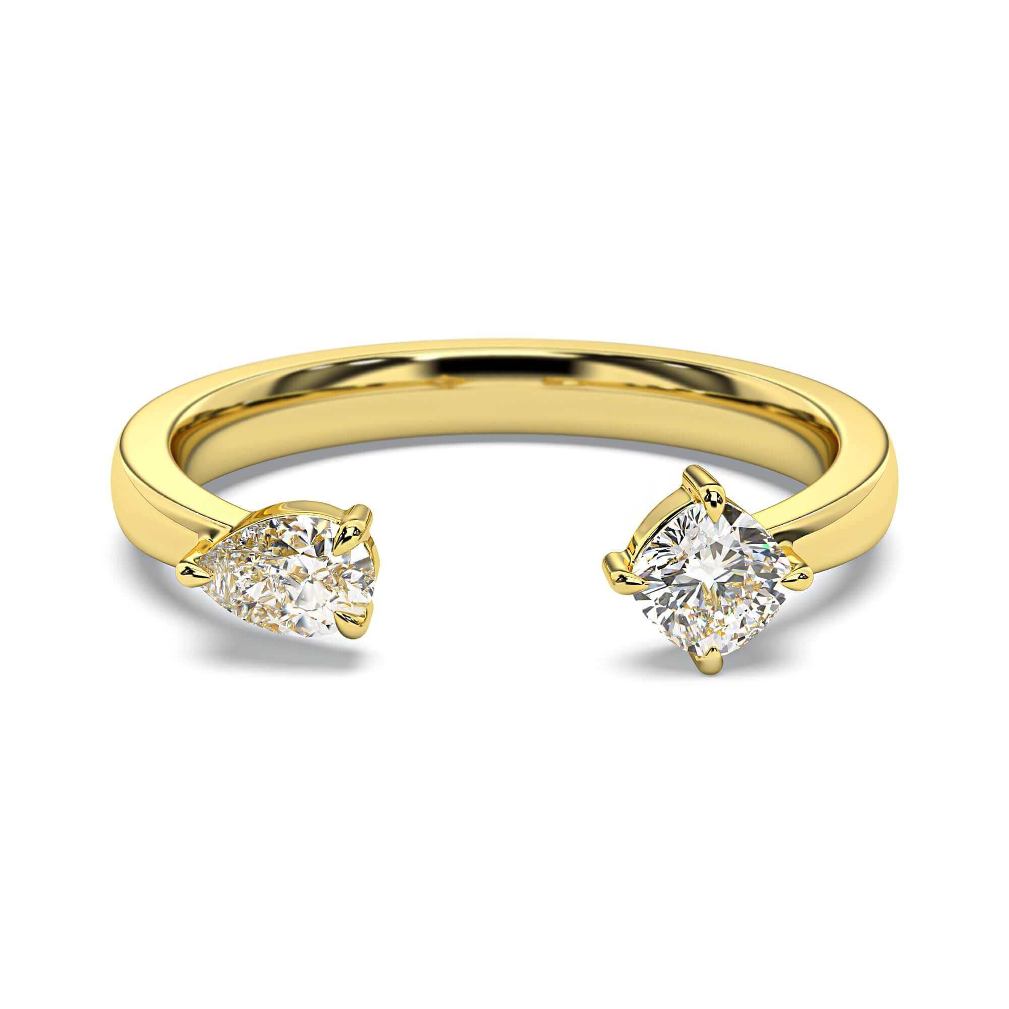 Petite Quinn - Pear & Cushion Diamond Engagement Ring