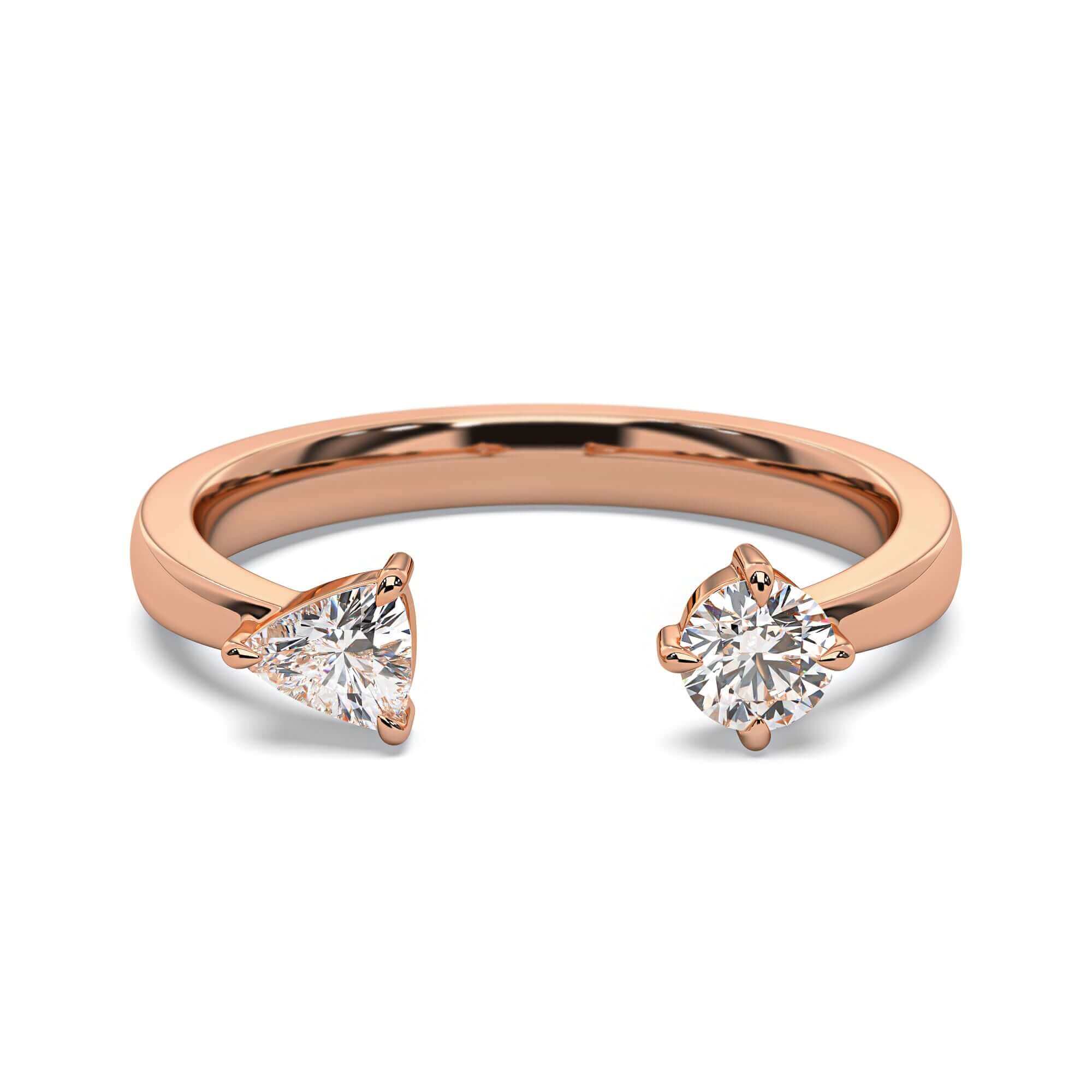 Petite Quinn - Round Brilliant & Trillion Diamond Engagement Ring