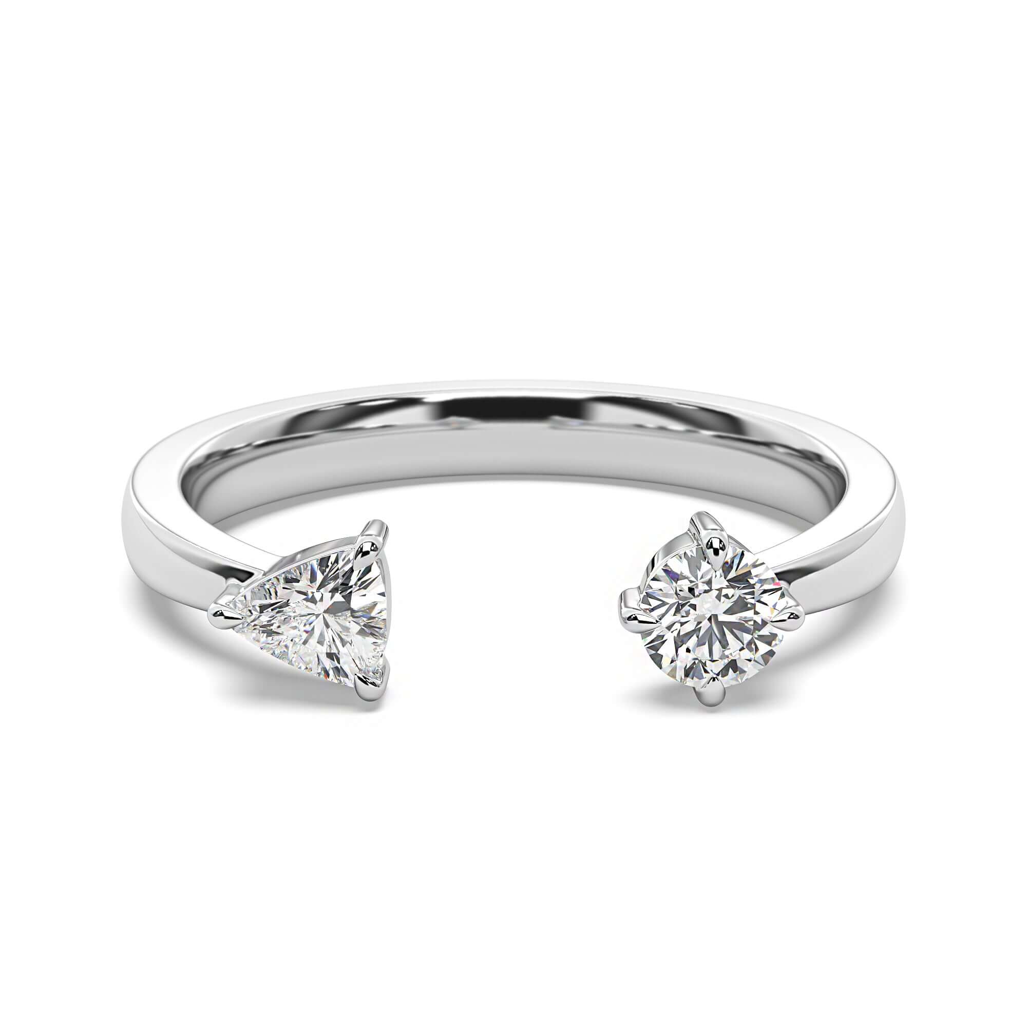 Petite Quinn - Round Brilliant & Trillion Diamond Engagement Ring