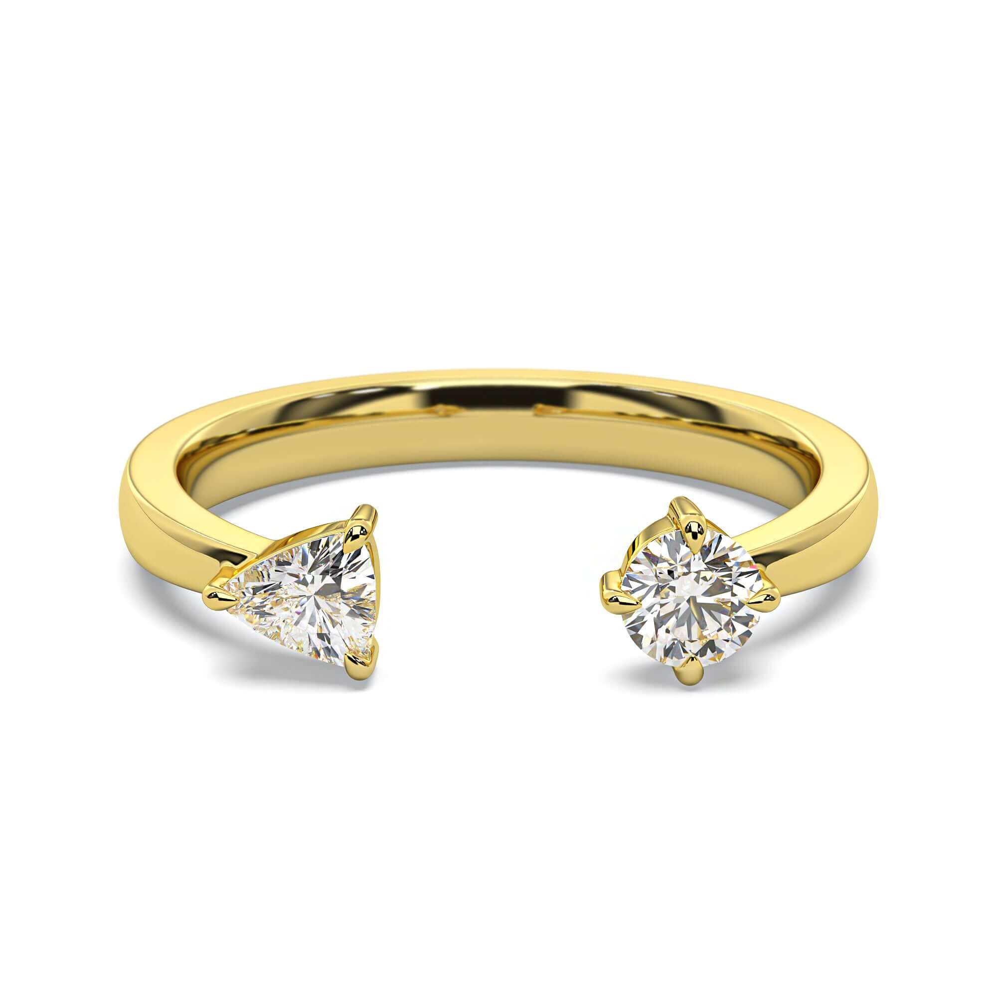 Petite Quinn - Round Brilliant & Trillion Diamond Engagement Ring
