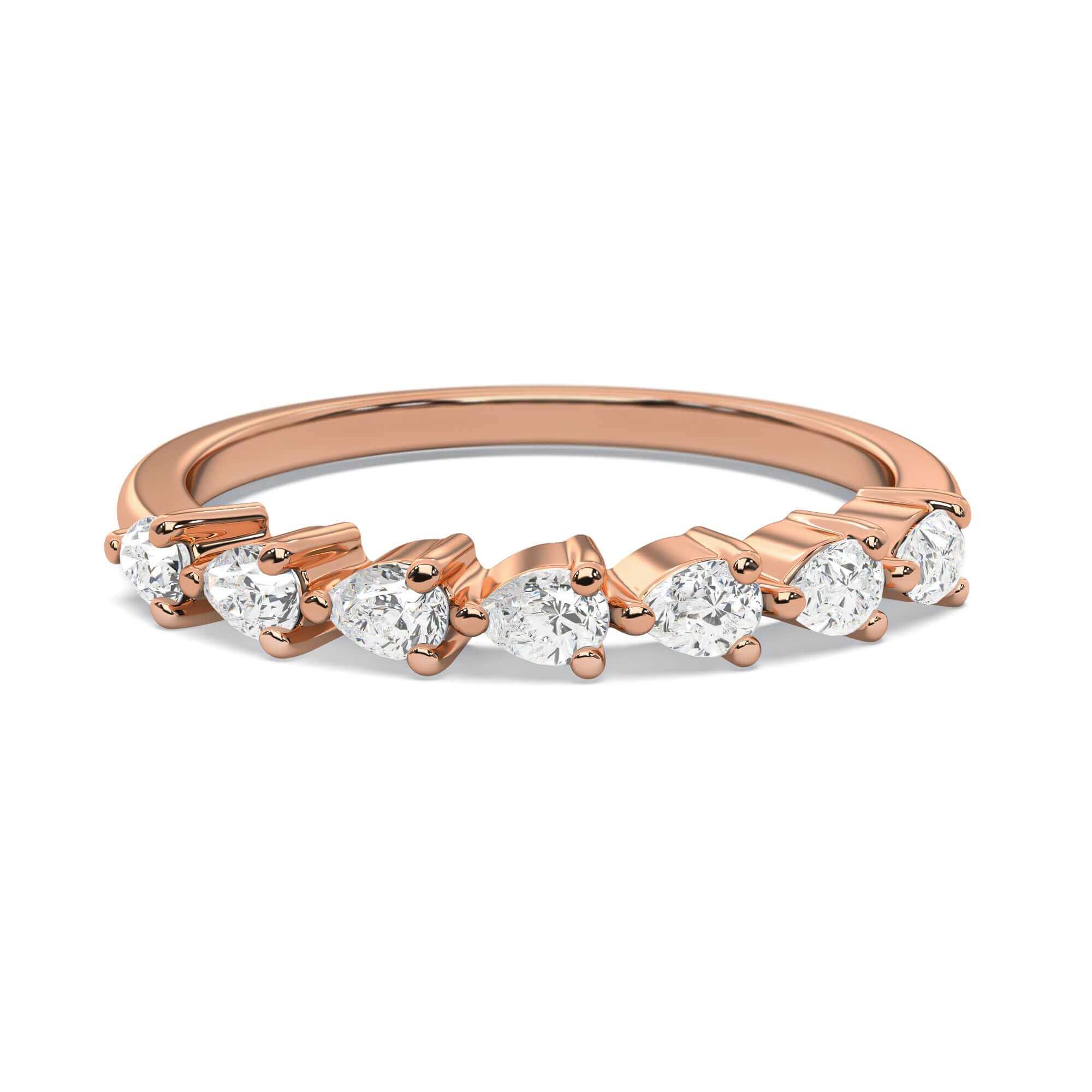 Pear Diamond Bubble Band Rings