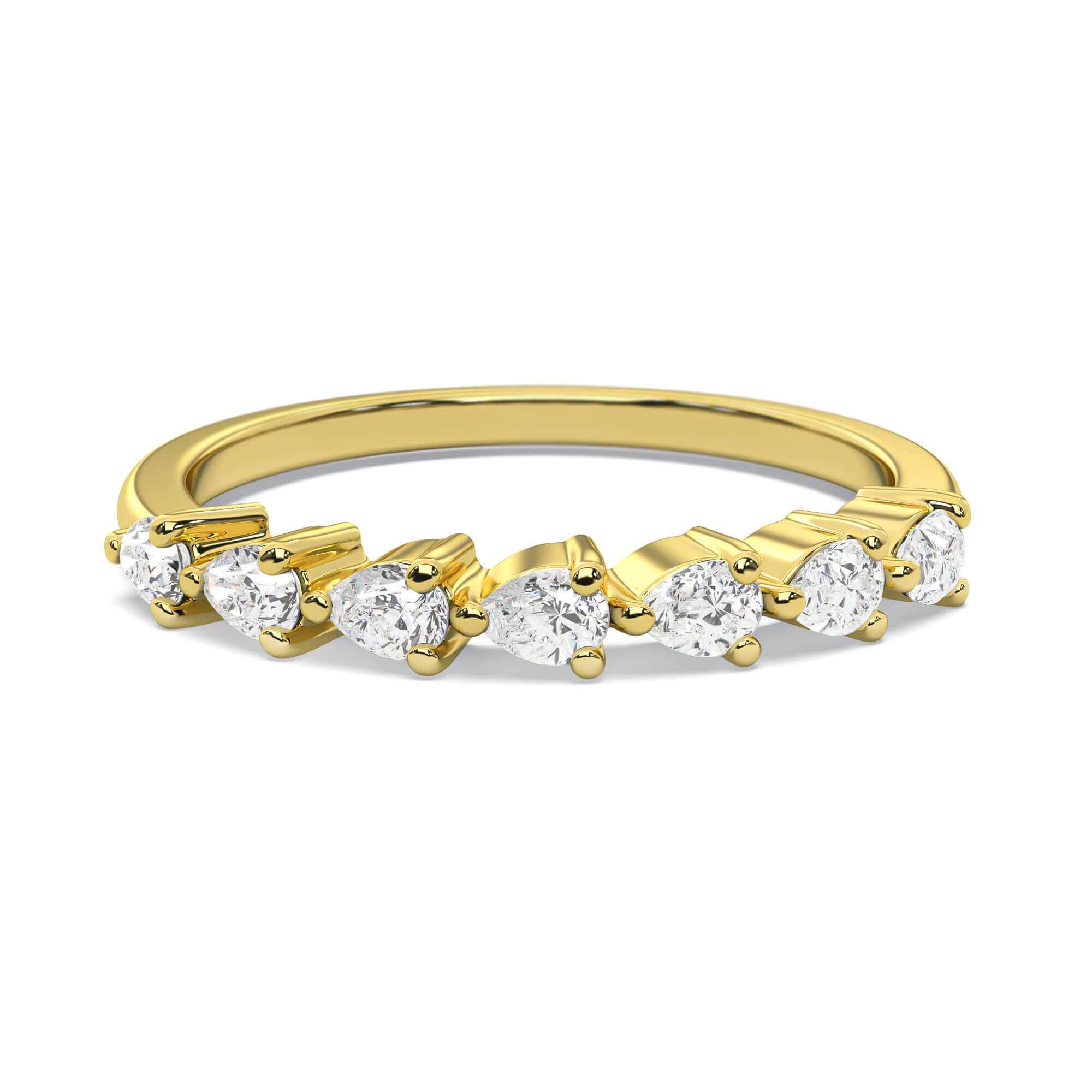 Pear Diamond Bubble Band Rings