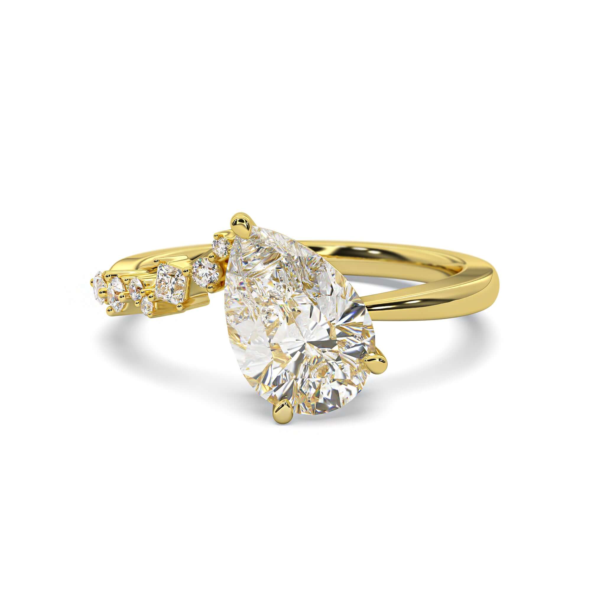 Starry Night Pear Ring with diamond band